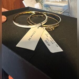 Coach Gold and Cream Bangle Trio